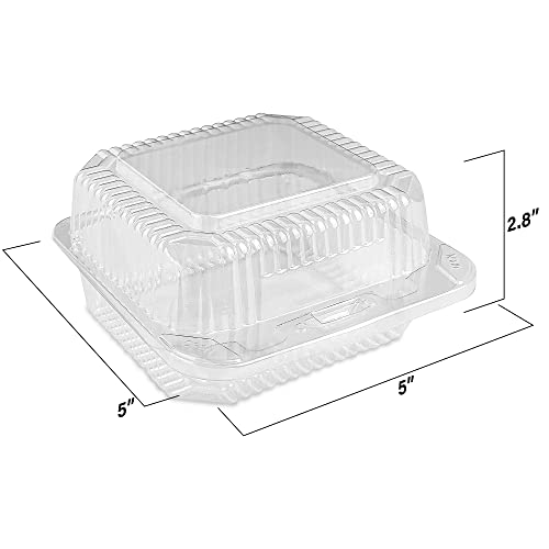 Mt Products Cake Slice Container ‎5" X 5" X 2.75" - Square Plastic Containers To Go - Pack Of 40 Clear Hinged Containers - Medium Deep Individual Cake Slice Containers - Made In The Usa #TOP2