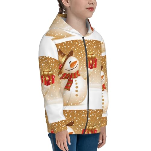 Christmas Snowman Gift Kids Pullover Hoodies Boys Zip Up Sweatshirts Girls Athletic Clothes with Pocket4