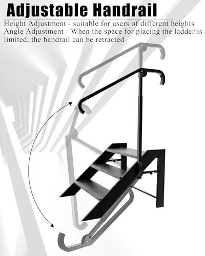 Image of 3 Step Stool Foldable,Step Ladder Folding,RV Steps with Height Adjustable Handrail and Non Slip Feets, Hot Tub Steps for Home, Travel Trailer, Camper, Mobile Home, Spa, and Porch