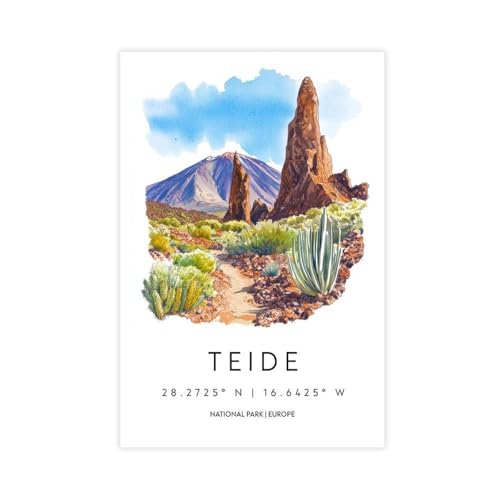 Toile Teide Espagne aquarelle pour habiller un mur vide