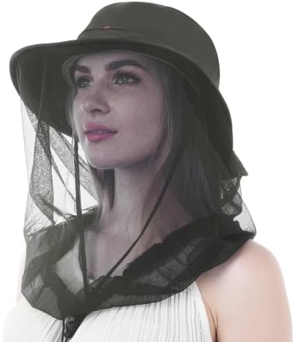 Mosquito Head Net Mesh Hat - Face Netting Cover Midge Mask Breathable Bucket Cap Quick Dry Wide Brim Sun Protection Anti-Insects Bug Bee Keeper Outdoor Fishing Hiking Camping Gardening Green