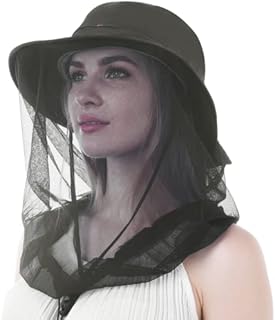 Mosquito Head Net Mesh Hat - Face Netting Cover Midge Mask Breathable Bucket Cap Quick Dry Wide Brim Sun Protection Anti-Insects Bug Bee Keeper Outdoor Fishing Hiking Camping Gardening Green