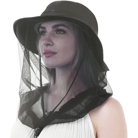 Mosquito Head Net Mesh Hat - Face Netting Cover Midge Mask Breathable Bucket Cap Quick Dry Wide Brim Sun Protection Anti-Insects Bug Bee Keeper Outdoor Fishing Hiking Camping Gardening Green Cover