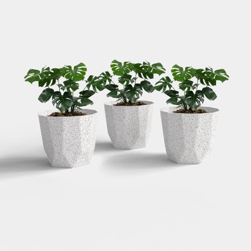 Image of YUCCABE ITALIA SHERA Hexa Plastic Planter Pot for Plants | Decorative Flower Pot | UV Protected Lightweight Indoor Outdoor Gamla for Home Decor, Balcony, Garden & Living Room