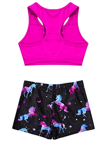 Kids Girls 2 Pieces Active Outfit Racer Back Sports Bra with Booty Shorts Ballet Dancewear2
