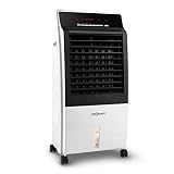 oneConcept CTR-1 – Enfriador de aire 4 en 1, Ventilador, Enfriador de aire, Humidificador, Limpiador de aire, Ionizador, Depósito de 8 L, Caudal de 360 m³/h, 65 W, Portátil, Mando a distancia, Blanco