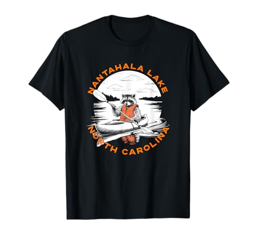 Retro Nantahala Lake NC Kayaking Raccoon T-Shirt
