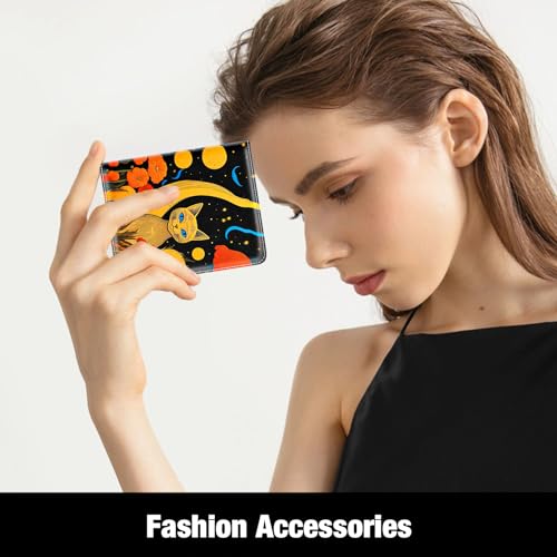 Image of Rouidr Womens Wallet, RFID Small Slim Wallet for Women, Cute Bifold Leather Pocket Credit Card Holder Ladies Mini Purse with Zipper Coin Pocket & ID Window, Golden Cat