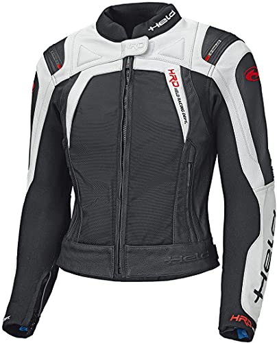Held Hashiro II Damen Motorrad Lederjacke (Black/White,38)