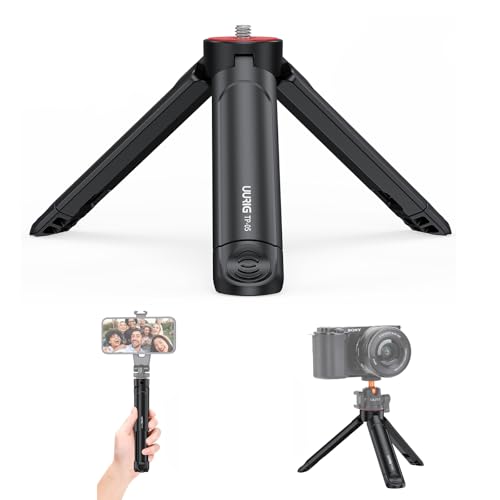 VRIG TP05 Ausziehbares Mini-Kamera Stativ mit 1/4'-Schraube, tragbares Desktop-Stativ Selfie Stick Handgriff Handstativ für Kamera Vlog Handyhalterung Fill-in Light Gimbal Grip Stabilisator