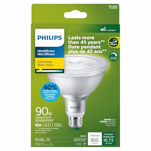 90-Watt Equivalent PAR38 Ultra Efficient LED Light Bulb 3000K 1-Pack by PHILIPS - Used condition - Image 2