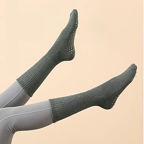 135 Yoga Socks For Women,Non Slip Skid Socks,Middle Slipper Tube Socks,Ideal For Pilates,Barre, Ballet,Dance1 Pair (Green) #TOP2