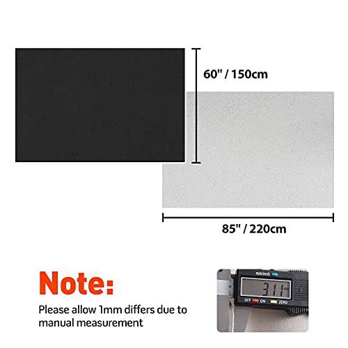 HOMCHEK Black Suede Headliner 85" L × 60" W Foam Backing 1/9" 3mm Headlining Material Protect A/B/C Pillar Automotive Roof DIY Craft Car Interior for Trucks SUVs 35.52 sqft