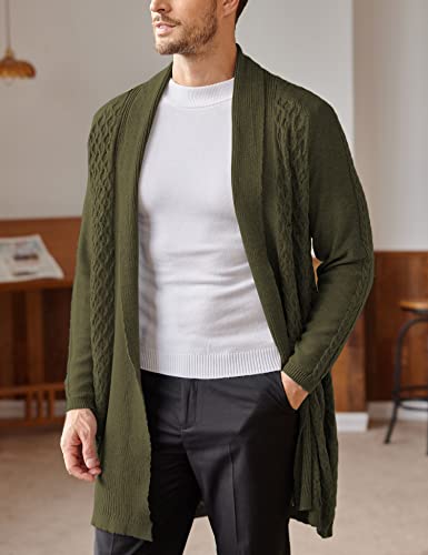 Coofandy Mens Shawl Collar Cardigan Slim Fit Long Sleeve Open Front Knit Draped Sweater #TOP17