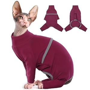 Hjyokuso Sphynx Cat Clothes, Breathable Soft Cat Jumpers For Cats Only, Cat Coat with Four Legs, Cat T-Shirt, Warm Cat Sweaters, Cat Pajamas Jumpsuit Vest for Sphynx, Cornish Rex, Devon Rex,Peterbald