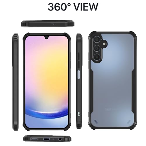 Image of Pikkme Samsung Galaxy A15 5G Back Cover | Crystal Clear Transparent Back | Ultra Hyrbid | Full Camera Protection | Raised Edge | Bumper Back Case (Black)