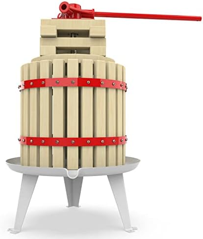 3.2 Gallon Fruit Wine Press - 100% Nature Apple&Grape&Berries Crusher Manual Juice Maker for Kitchen, Solid Wood Basket with 6 Blocks Heavy Duty Cider Wine Making Press