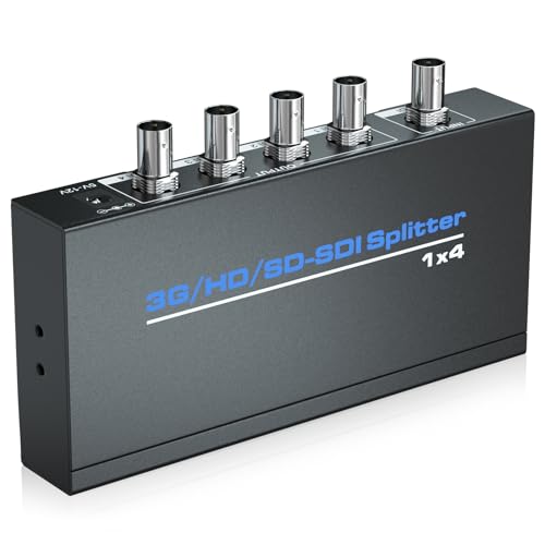 SDI Splitter 1 x 4, 1 in 4 Out SDI Distributor, 4 Way SDI Splitter Compatible with 3G-SDI/HD-SDI/SD-SDI