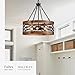 Faibra 6-Light Farmhouse Drum Wood Pendant Light,19.7'' Vintage Rustic Brown Oak Wood Chandeliers,Retro Industrial Hanging Light Fixtures for Dining Room Entryway, Bedroom