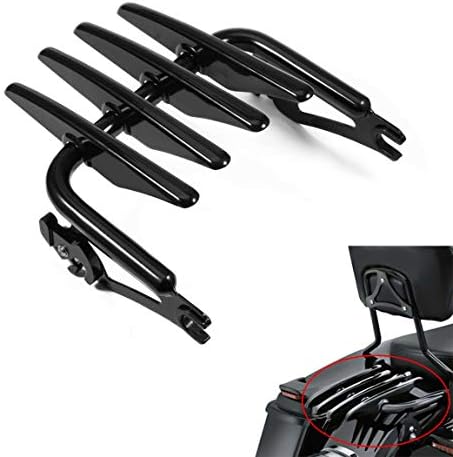 PBYMT Gloss Black Detachable Stealth Mounting Luggage Rack Compatible for Harley Touring Street Glide Road King Electra Glide 2009-2023 (Vivid Black)