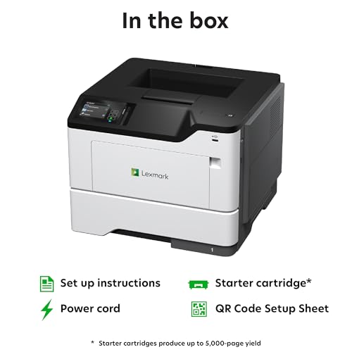 Image of Lexmark MS631dw Monochrome Laser, Duplex (2-Sided) Printing: Integrated Duplex, Print Speed: Up to 50 ppm, Energy Star, 2.8 inch (7.2 cm) Color Touch Screen (38S0400)