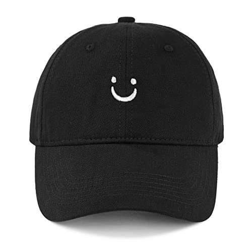 Zando Unisex Cute Smiley Face Baseball Hat Adjustable Womens Baseball Caps Trendy Baseball Cap Women Men Golf Dad Hats For Men Ball Cap Cotton Running Hats For Women Fashionable Baseball Cap Black Hat #TOP2