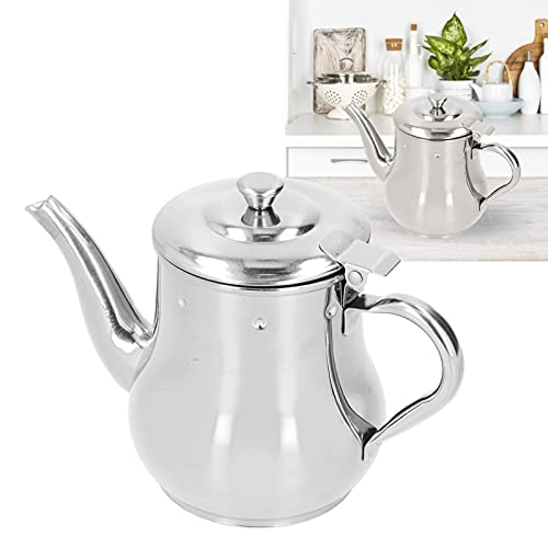 OUKENS Teapot with Removable Strainer, 30oz Stainless Steel Gooseneck Pour Over Kettle Modern Silver Small Coffee Tea Pot Infuser for 1-3 People, for Loose Leaf Tea & Pour-Over Coffee - Thumbnail 4