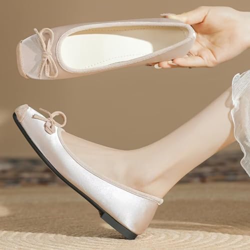 TN TANGNEST Ballet Flats for Women Bowtie Square Toe Slip on Dress Bowknot Shoes Flat Shoes3