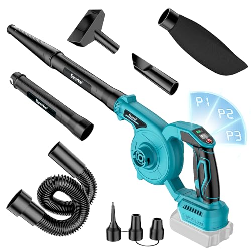 Ecarke Aspirador de hojas con batería Makita de 18 V, batería de 360 W, con bolsa para el polvo, soplar hojas y aspirar, función 2 en 1 para el cuidado del césped (sin batería ni cargador)