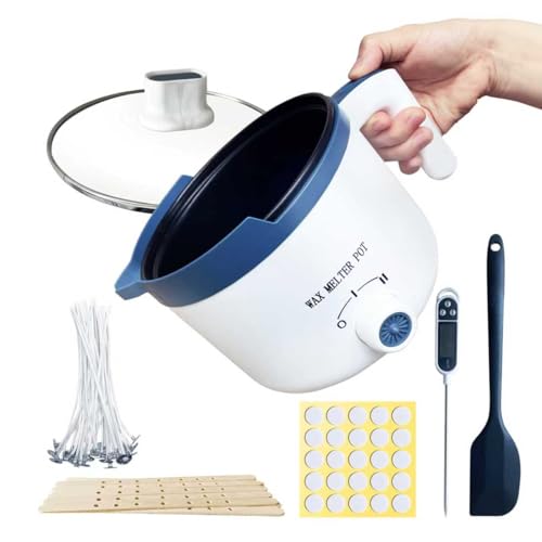 Ksedcon Wax Melter for Candle Making with Pouring Spout Electric Wax Melting Pot Kit Included Wicks Wick Stickers Centering Device Stirring Spoon