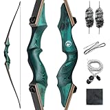 oubert 60 Inch Takedown Longbow 20-60lbs Hunting Bow for Right Hand Shooter Wooden Riser Archery Bow Set with Stringer Tool for Outdoor Target Practice (40LBS)