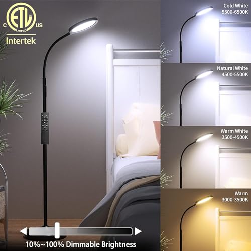 Keepsmile Floor Lamp,Super Bright Dimmable LED Lamps for Living Room Custom Color Temperature Standing Lamp with Remote Push Button - Image 2