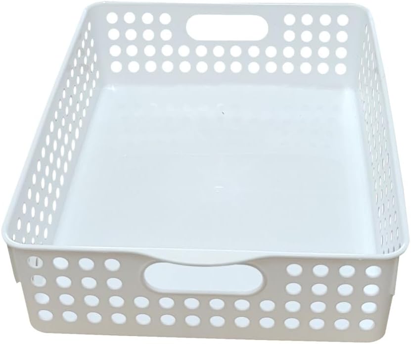 YBM HOME Plastic Paper Organizer Basket Tray for Office Desk, Perforated Storage Basket Great for Desktop, Classroom, and Studio, ba742-6