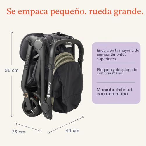 Miniatura 4 de Silla De Paseo Ergobaby Metro 3 Con Función Reclinable, Apta Desde El Nacimiento Hasta Los 22 Kg 0-4 Años , Plegable, Compatible Con Silla De Coche, Con Asiento Ergonómico, Soft Olive