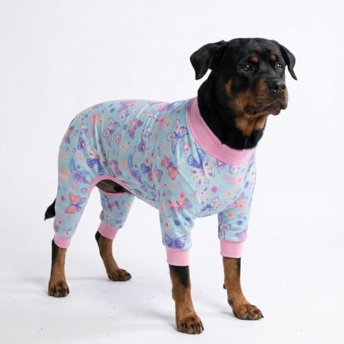 Image of Spark Paws Dog Pajama, Dog Recovery Suit Male, Onesie, Ultra-Soft and 4-Way Stretch, for Small Medium and Large Breed - Butterfly Dreams - 5XL