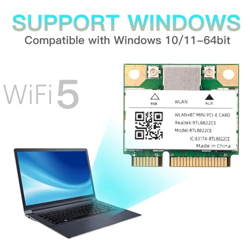Carte WiFi Mini PCIe RTL8822CE 1200 Mbps avec Bluetooth 5.1 pour PC et PC portable Windows - 3