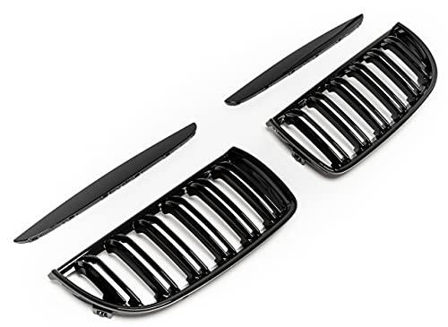 Kühler- Sport- Front- Doppel- Rippen- Grill Schwarz Glanz Eintragungsfrei Set