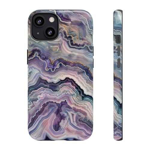 Coque iPhone 13 rigide contre les rayures motif géode coloré anti-glisse