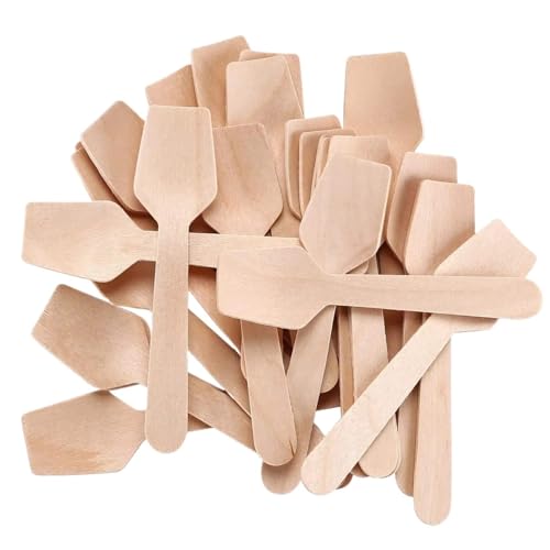 Suojim Tasting Spoons 400pcs Disposable Mini Wooden Spoons Dessert Forks Ice Cream Spoons for Fruit Wedding Party Tableware Kitchen Accessory(Mini spoon)