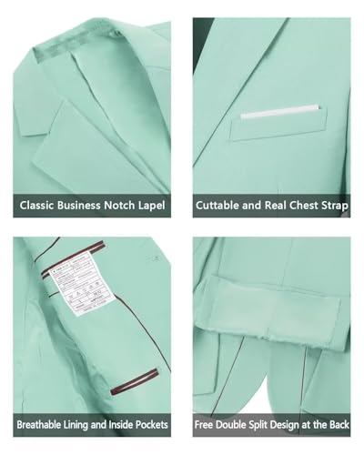 Mens Suits Slim Fit 2 Piece, Solid Blazer Pants Business Suit Set Prom Tuxedo Wedding Suit Jacket Pants Set3
