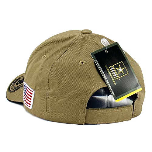 Jm Warriors Us Army Veteran Hat Army Military Official Licensed Adjustable Baseball Cap (Khaki Beige - Flag), One Size #TOP4