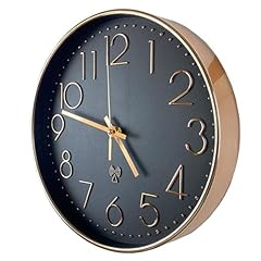 CUYOU Atomic Time Analog Wall Clock | 12 " Gold Plated and Polished Frame, Sets Time Automatically