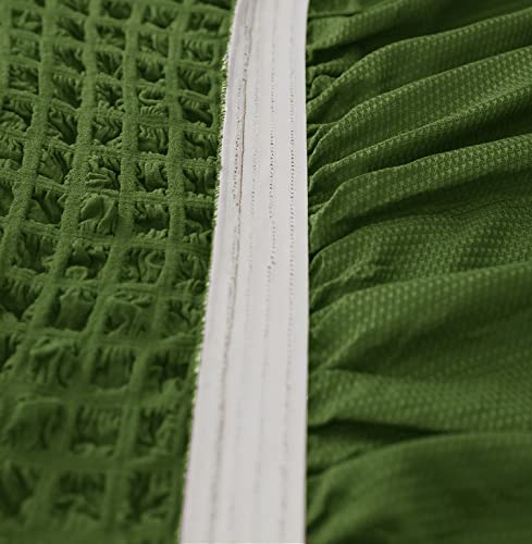 Image of House of Quirk Turkish Bubble Frill 280 GSM Sofa Slipcovers, Durable Washable Universal Triple Seater High Elastic Furniture Protector (Green, 185-230cm)
