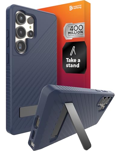 ZAGG Denali Samsung Galaxy S25 Ultra Case with Kickstand - 16ft Drop Protection, Graphene-Infused, Wireless Charging Compatible, Rugged Dual-Layer Design, Navy Blue