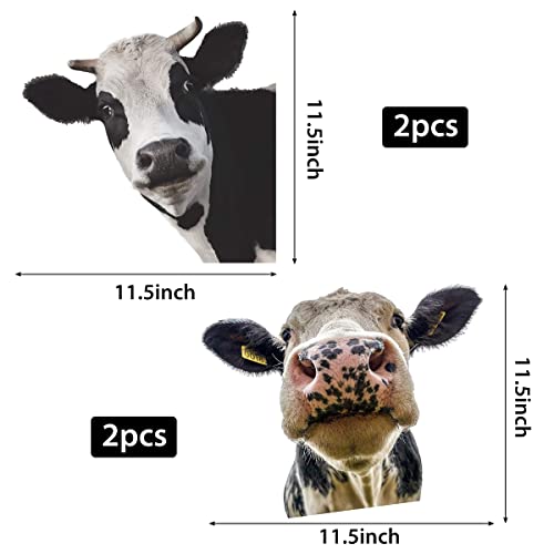 Fantasyon Funny Cow Wall 4 Pcs Decal Peeking Cow Wall Sticker Vinyl Cute Animal Art Sticker Weird Stuff Wall Decor For Farmhouse Classroom Living Room Kitchen Decoration #TOP1
