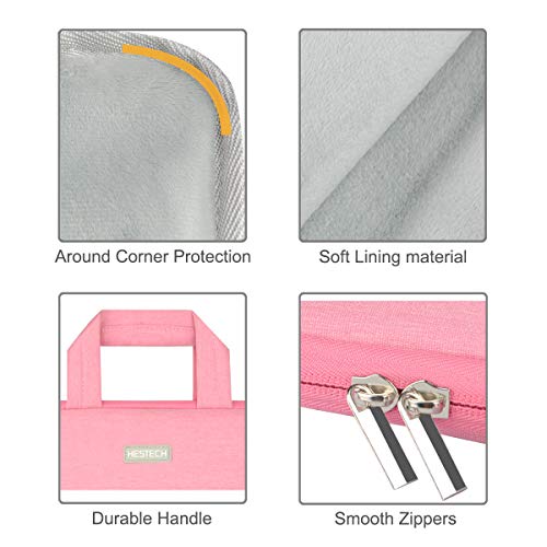 HESTECH Chromebook Case,11.6"-12.5 inch Polyester Laptop Sleeve Bag Handle/Shoulder Strap/Pockets for Acer Dell HP Samsung Toshiba ASUS C202 L210/Microsoft Surface Pro 7/3/4/5/6,Pink