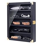 Wall Mounted Knife Display case, Knife Display Stand, Pocket Knife Display case, Detachable Compartment, Equipped with Acrylic case Door, Metal Lock, and Four Replaceable Single Grooves