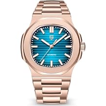 Pagani Design Automatic Watch for Men, Rose Gold 40mm Stainless Steel Minimalist Analog Gift Wristwatch with Synthetic Sapphire Dial Glass,100m Waterproof