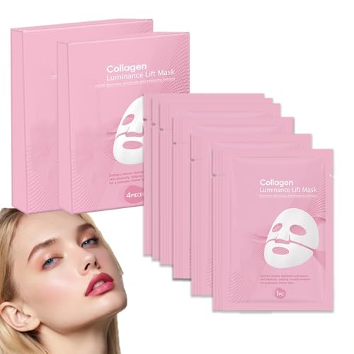 Sunnydeer 8Pcs Collagen Face Mask,Glow up Firm Skin Deep Hydrating Masks for Wrinkle Reduction and Pore Minimization - Like Glass Skin，Firm Deep