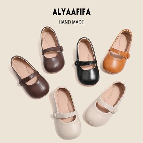 Alyaafifa Cute Mary Jane Flats for Girls Closed Round Toe Ankle Strap Hook and Loop Pumps Toddler Little Kids Big Kid Casual Party School Uniform Dress Shoes Lightweight2